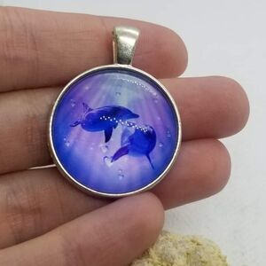 Dolphin aquatic under the sea couple necklace pendant‎ ocean nautical